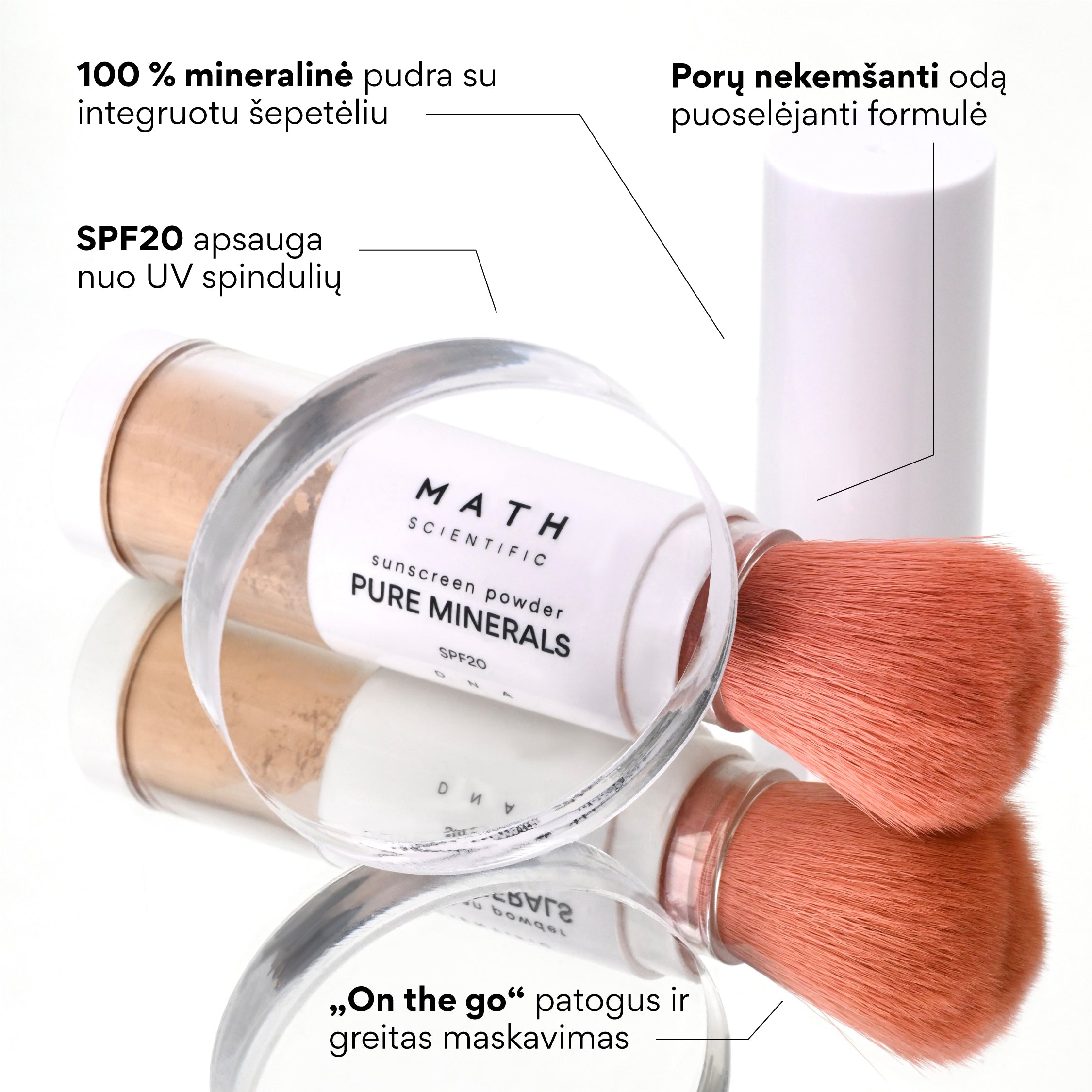 Biri mineralinė pudra-šepetėlis su SPF20 PURE MINERALS