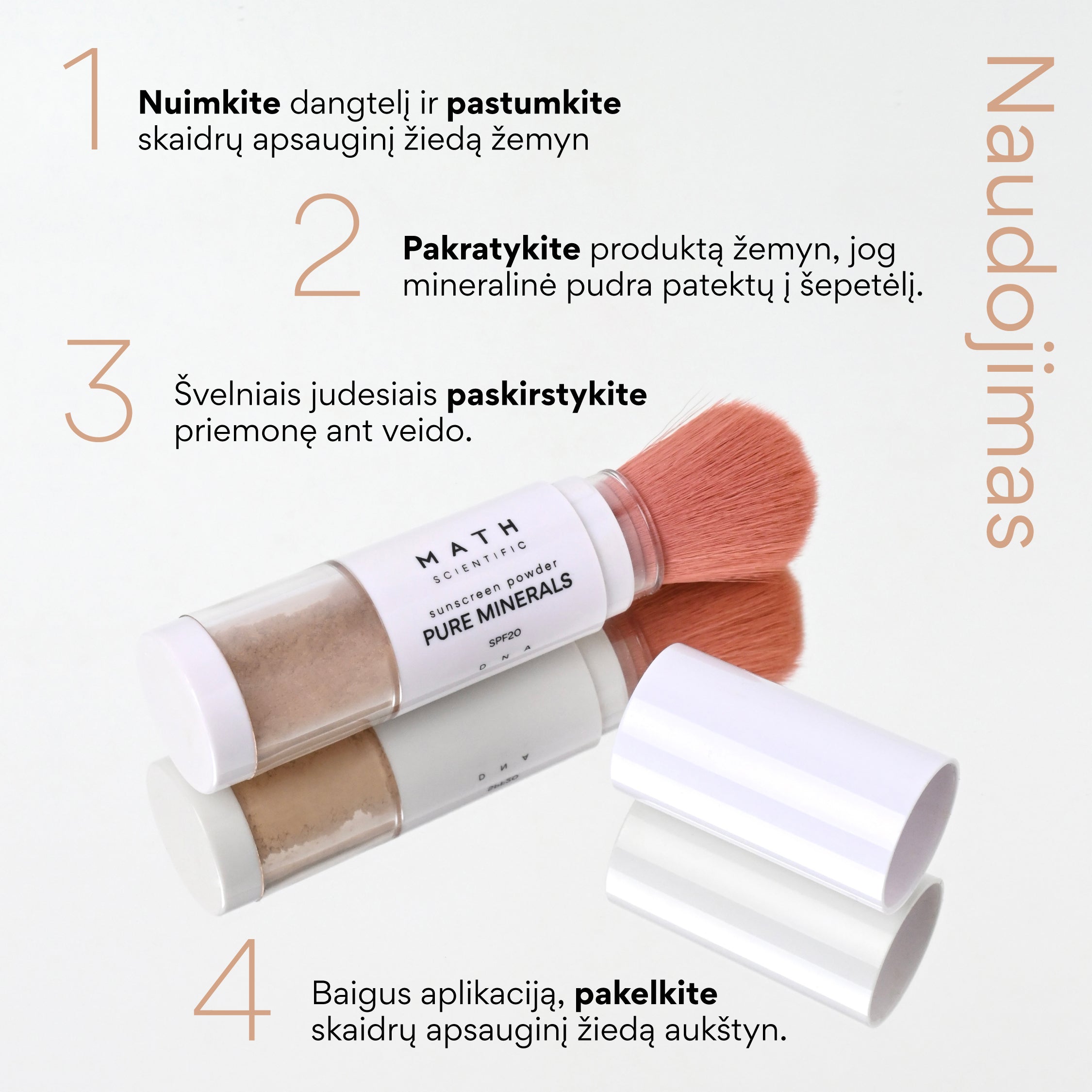 Biri mineralinė pudra-šepetėlis su SPF20 PURE MINERALS