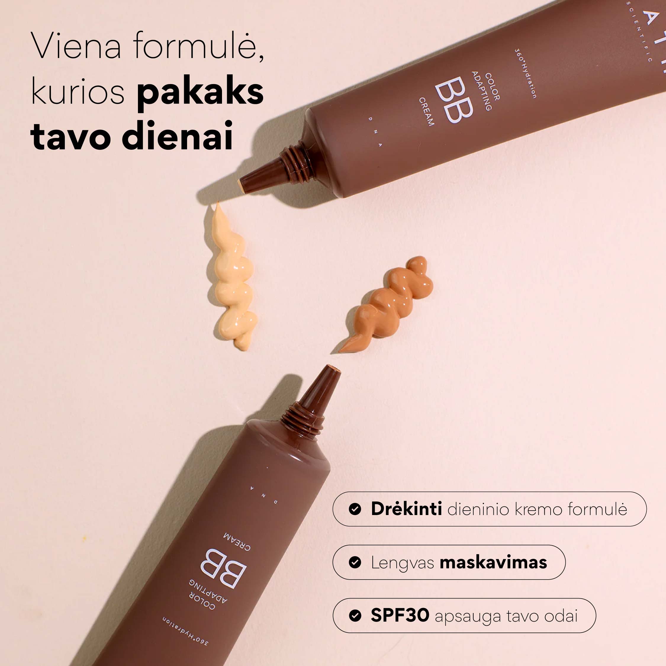 Odos toną koreguojantis drėkinamasis BB kremas