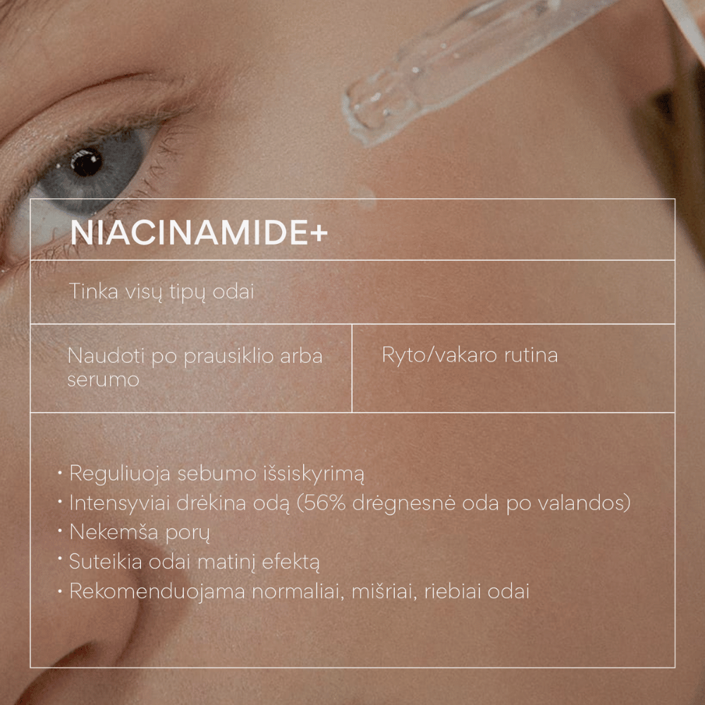 Drėkinamasis kremas nuo išsiplėtusių porų ir pigmentinių dėmių NIACINAMIDE+