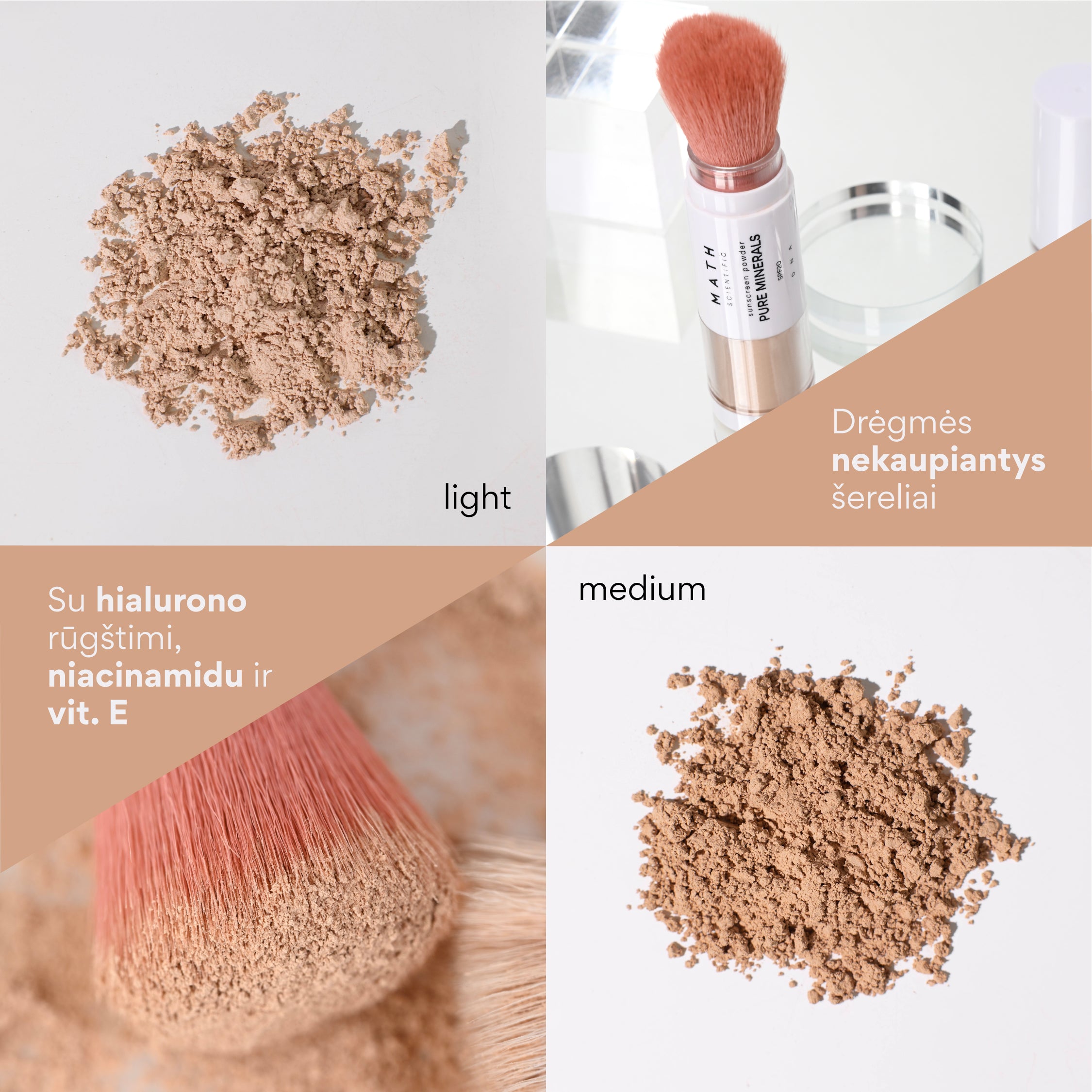 Biri mineralinė pudra-šepetėlis su SPF20 PURE MINERALS